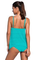 Women's Jacquard Mesh Solid Color Split Swimsuit