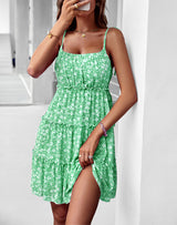 Women's Floral Print Tiered Cotton Minidress