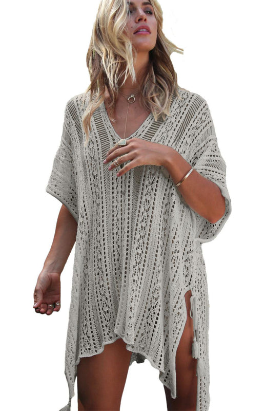 $44.98 Crochet Knitted Tassel Tie Kimono Beachwear