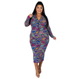 Pre-Order Curvy Size Fall Winter Long Sleeve Turtleneck Irregular Asymmetric Plaid Printed Slim-Fit Sexy Women Dress