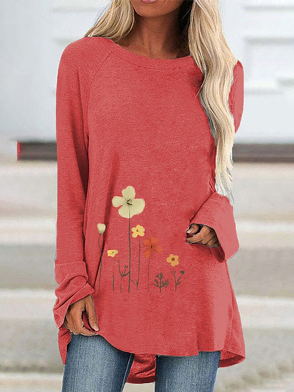 Ladies T-Shirt With Loose Round Neck And Casual Style