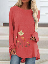 Ladies T-Shirt With Loose Round Neck And Casual Style
