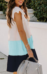 Women'S Casual Colorblock Square Neck Midi Skirt