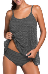 Women's Jacquard Mesh Solid Color Split Swimsuit