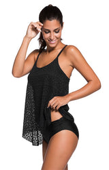 Women's Jacquard Mesh Solid Color Split Swimsuit
