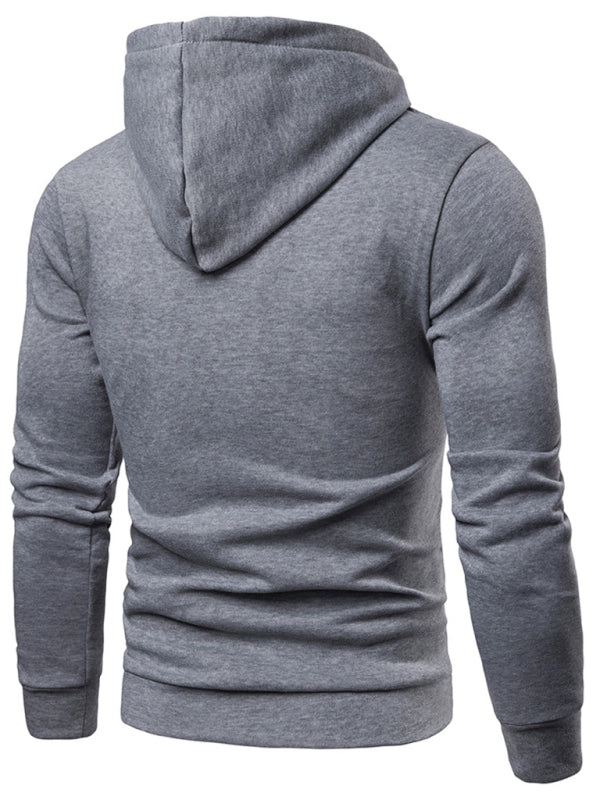 Men's Solid Color Slim Fit Hooded Long Sleeve Sweatshirt