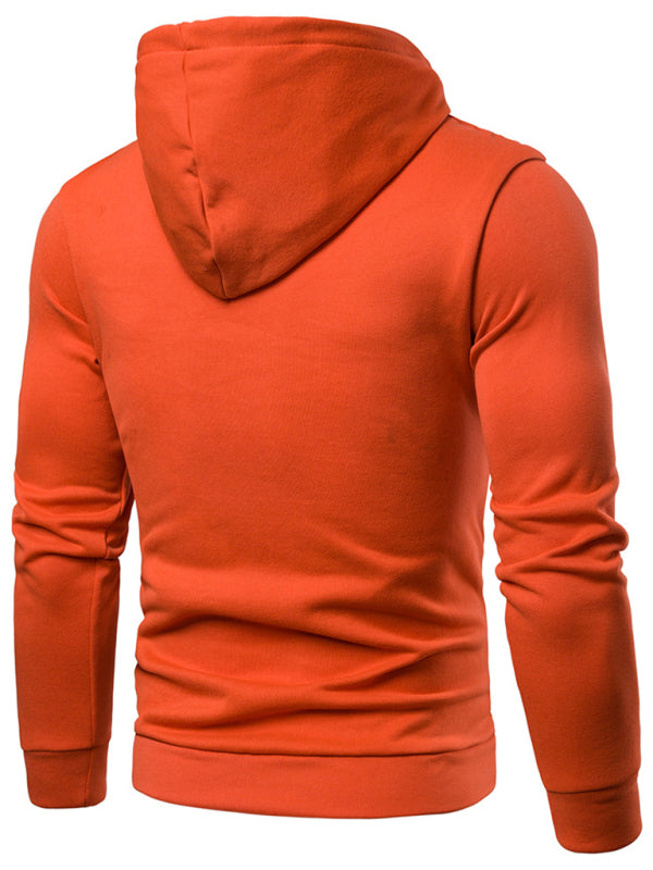 Men's Solid Color Slim Fit Hooded Long Sleeve Sweatshirt