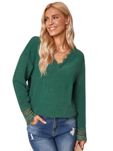 Women's fashion knitted lace V-neck bottoming shirt
