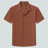 Loose Solid Color Casual Lapel Ordinary Short Sleeve Shirt Men