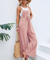 Women's Solid Color Casual Bib Trousers