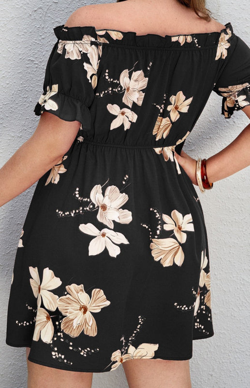 Women's Plus Size Off Shoulder Floral Dress