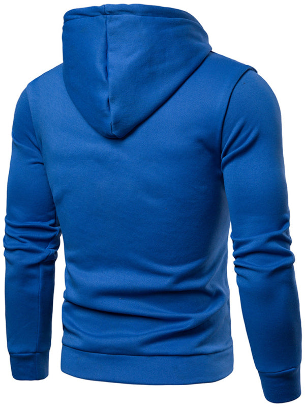 Men's Solid Color Slim Fit Hooded Long Sleeve Sweatshirt