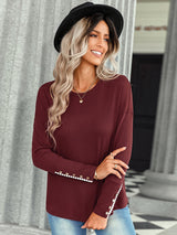 Women's casual loose T-shirt solid top