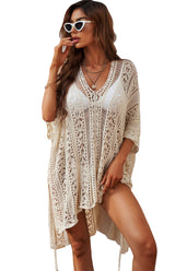 $44.98 Crochet Knitted Tassel Tie Kimono Beachwear