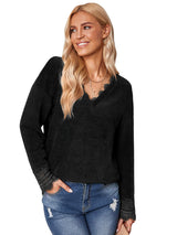 Women's fashion knitted lace V-neck bottoming shirt