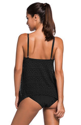 Women's Jacquard Mesh Solid Color Split Swimsuit