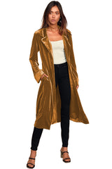 Women's gold velvet casual long lapel blazer