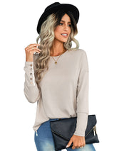 Women's casual loose T-shirt solid top