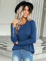 Women's casual loose T-shirt solid top