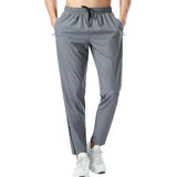 Ice silk quick-drying breathable fitness drawstring casual side zipper trousers