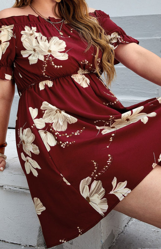 Women's Plus Size Off Shoulder Floral Dress