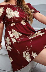 Women's Plus Size Off Shoulder Floral Dress