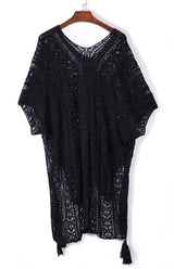 $44.98 Crochet Knitted Tassel Tie Kimono Beachwear