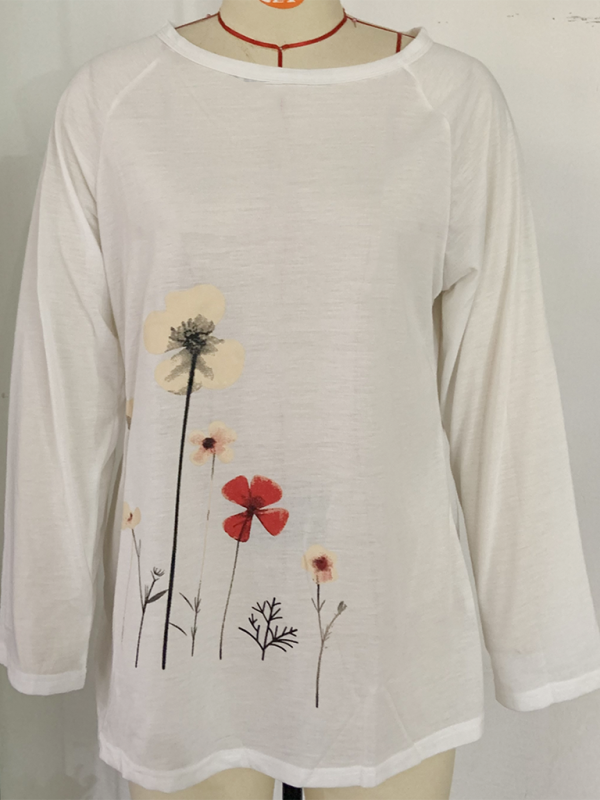 Ladies T-Shirt With Loose Round Neck And Casual Style