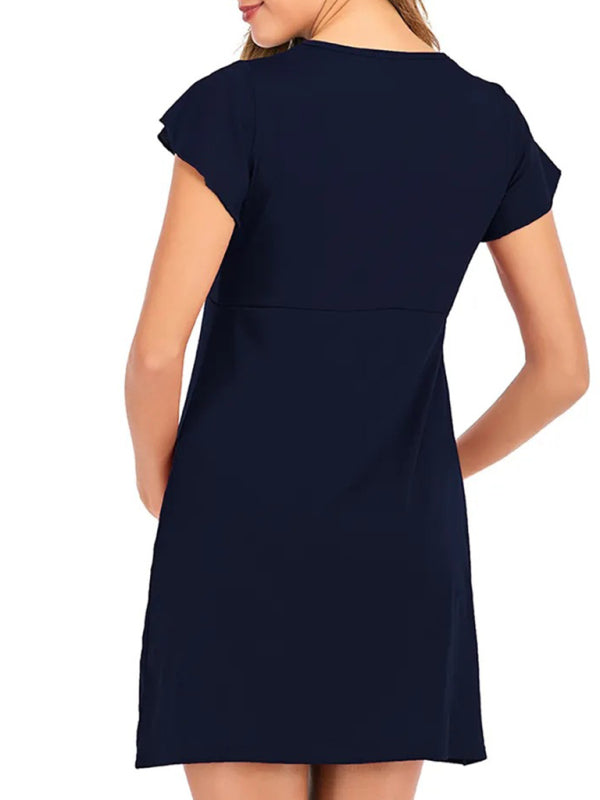 Women's maternity V-neck short sleeve Nursing Dress