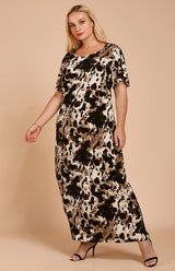 Women's Round Neck Leopard Print Long Dress