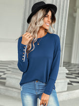 Women's casual loose T-shirt solid top