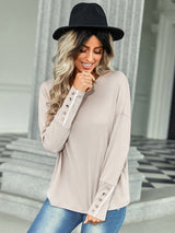Women's casual loose T-shirt solid top