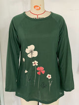 Ladies T-Shirt With Loose Round Neck And Casual Style