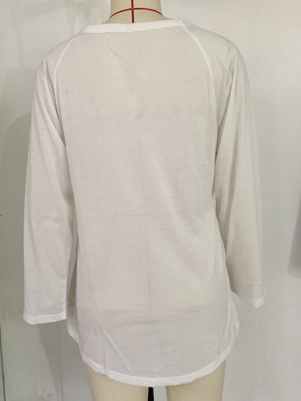 Ladies T-Shirt With Loose Round Neck And Casual Style