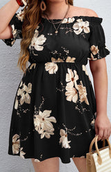 Women's Plus Size Off Shoulder Floral Dress