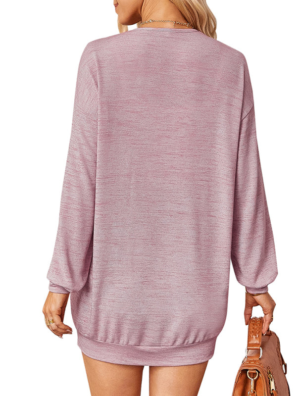 Women's thin knitted medium and long sweater