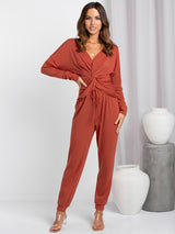 Women's two piece set of solid color fashion casual pants