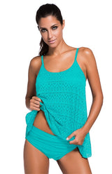 Women's Jacquard Mesh Solid Color Split Swimsuit