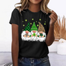 Women's Crewneck Lucky Elf Print Short-sleeved T-shirt
