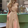 Women's Solid Color Solid Color Single Breasted Sexy Slit Mid Length Dress