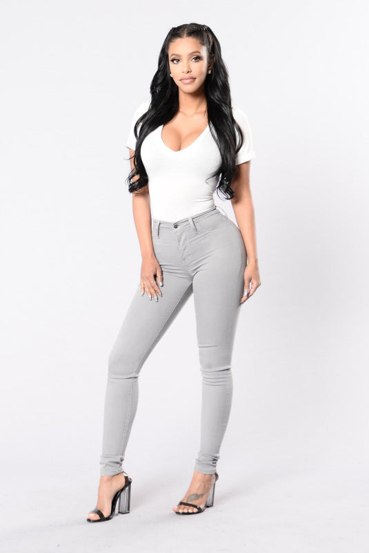 Women's Solid Color Slim High Stretch Denim Pencil Pants