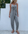 Women's casual knotted suspenders and ankle jumpsuit