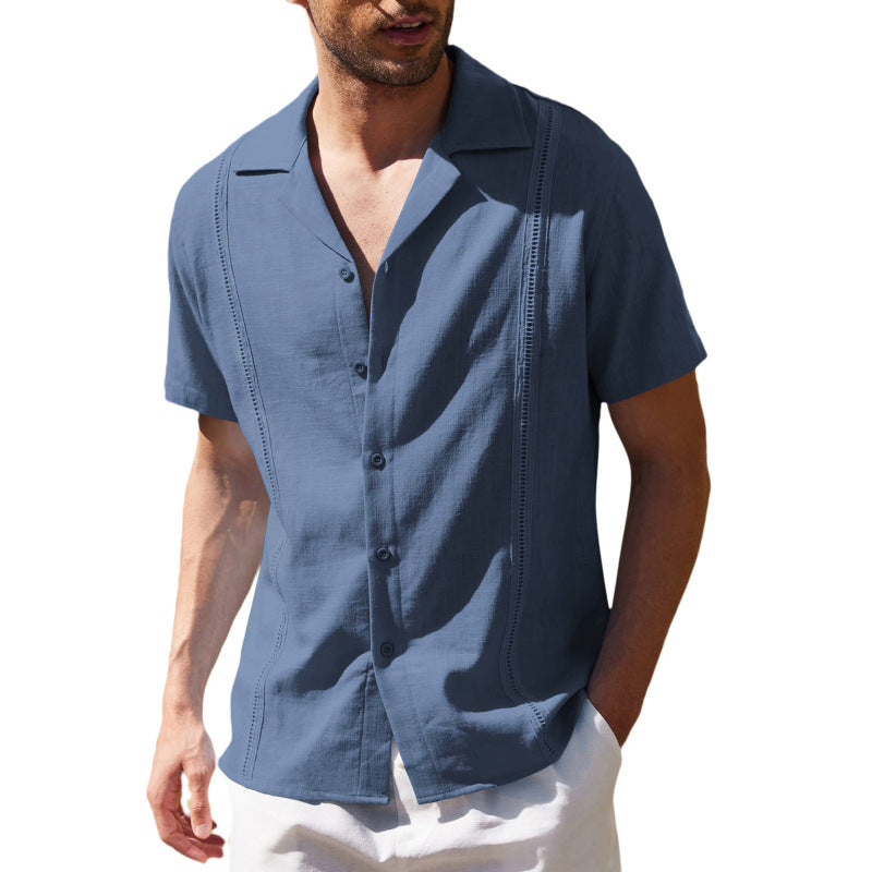 Men's Loose Fit Linen Guayabera Beach Shirt