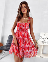 Women's Floral Print Tiered Cotton Minidress
