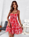 Women's Floral Print Tiered Cotton Minidress