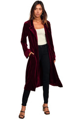 Women's gold velvet casual long lapel blazer