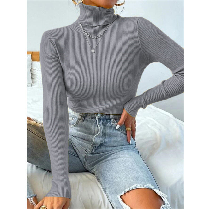 Women's Christmas turtleneck tight knit top