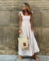 Summer Temperament Women's Collage Plaid Sling Elastic Swing Dress