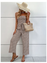 New European and American women's holiday leopard print one-piece jumpsuit