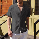 Men's Loose Fit Linen Guayabera Beach Shirt